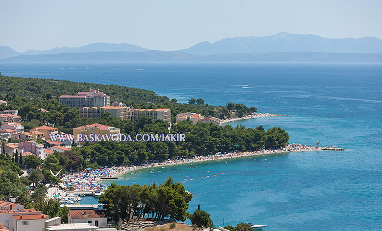 Baška Voda beach at summer panorama