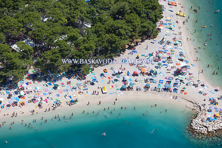 Baška Voda - beach aerial panorama in summer