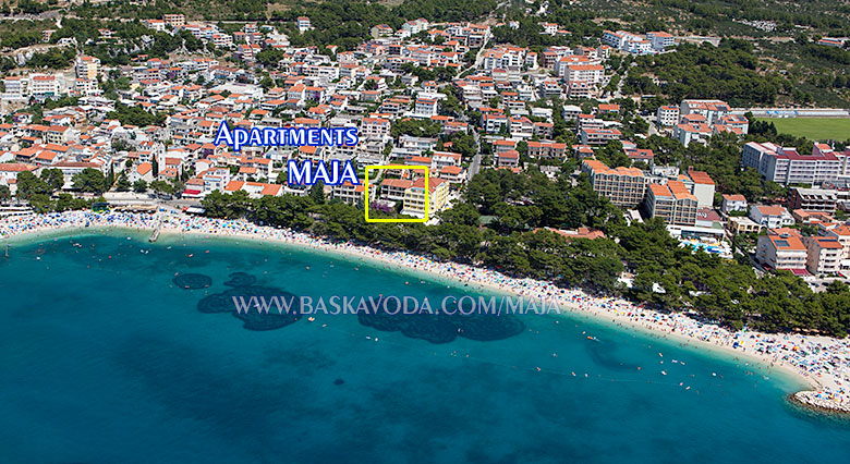 Apartments Maja, Baška Voda - aerial position of house