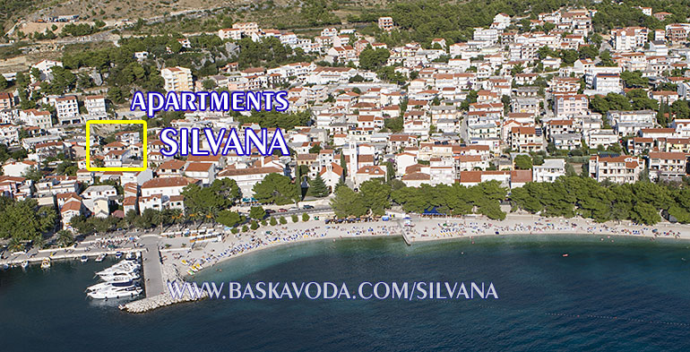 position of apartments Silvana in Baška Voda