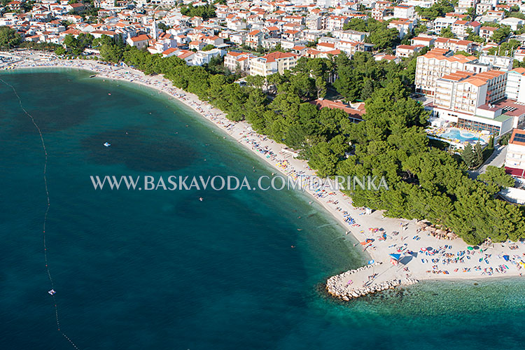 aerial panorama of Baška Voda in summer
