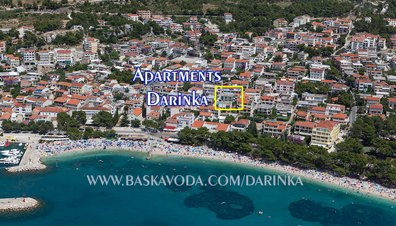 postion of apartments Darinka in Baška Voda