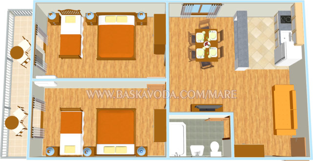 Apartments Mare, Baška Voda - plan