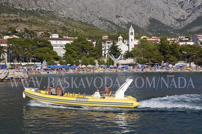 panorama picture of Baška Voda beach and city