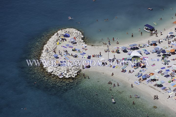 Beach in Baška Voda from air