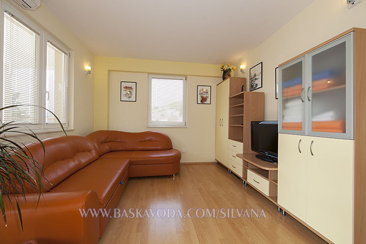 apartment Silvana, Baška Voda - living room with sofa covered by leather