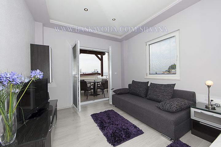apartment Silvana, Baška Voda - living room with sea view